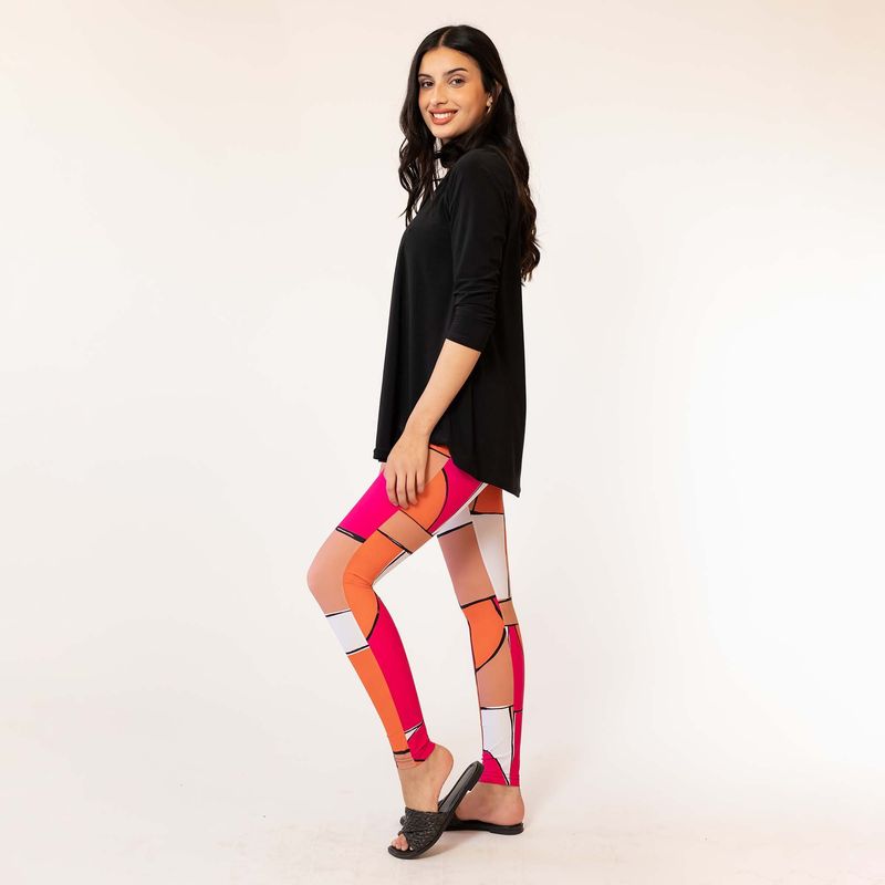 NATALIA SEGUEL - Calza Geometrico Naranjo Fucsia Natalia Seguel