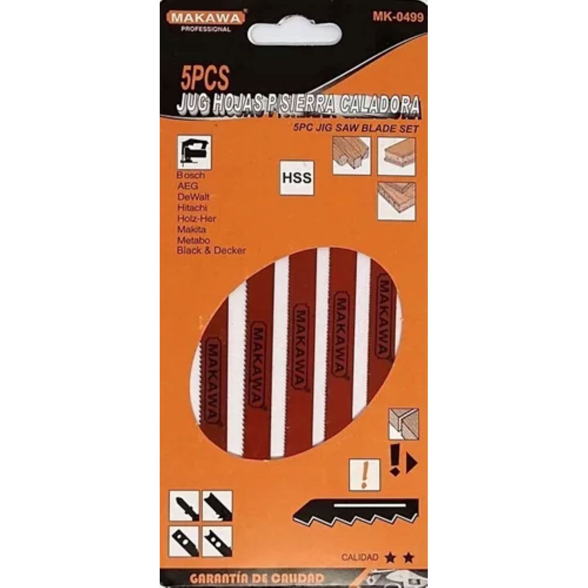 METALFER - Set Juego Hojas Para Sierra Caladora 5 Piezas Tipo U