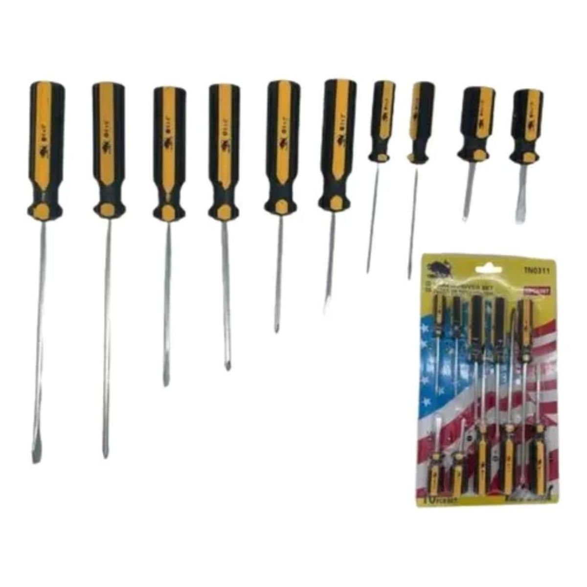 METALFER - Juego Destornilladores - 10 Piezas Toro Negro