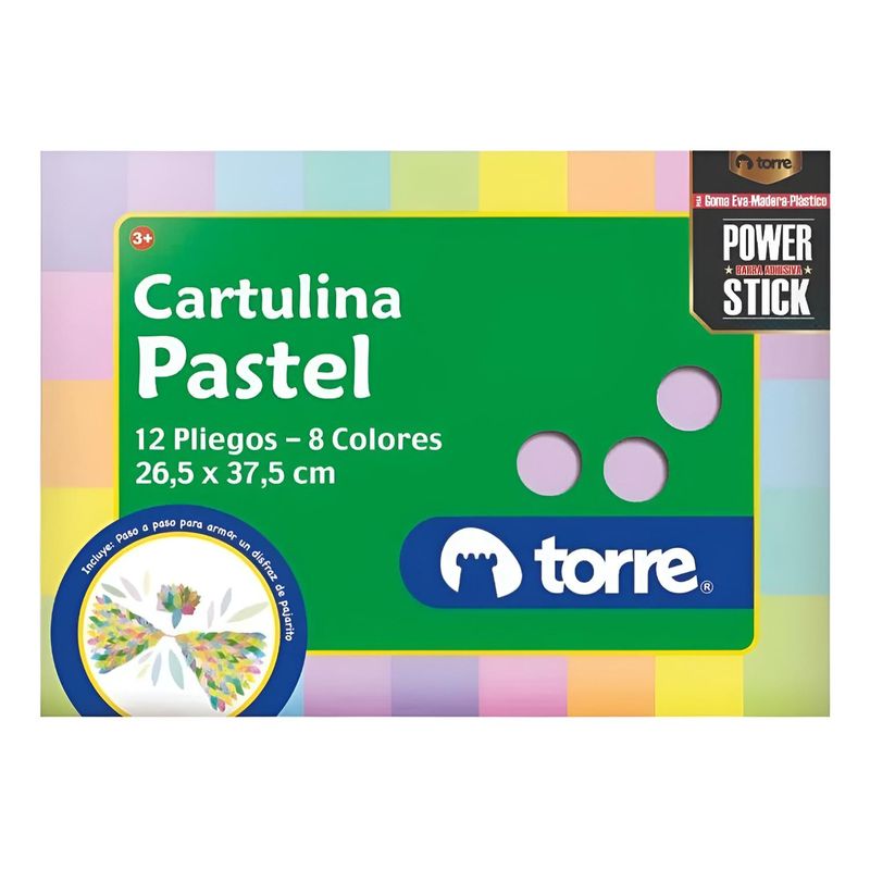 TORRE - Bolson Cartulina Pastel 8 Colores 12 Pliegos. Torre Imagia