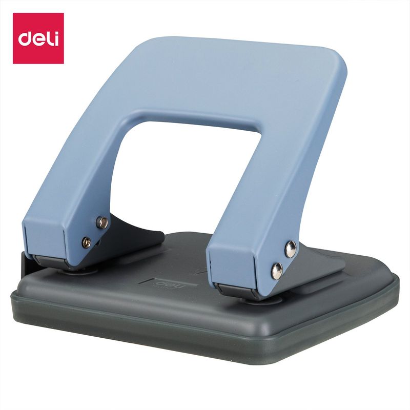 DELI - Perforadora de metal 6mm 20 hojas con regla ajustable azul