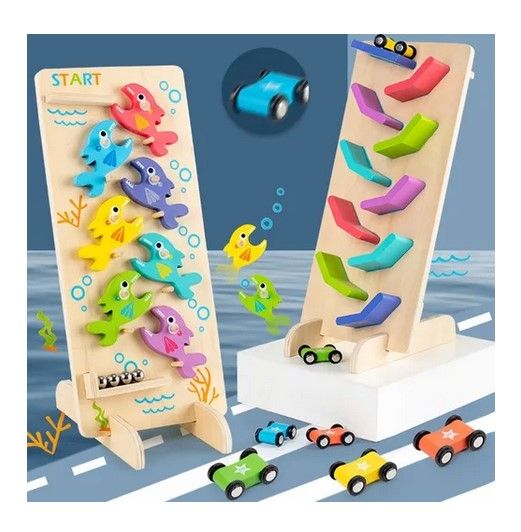 Juego Deslizamiento Autos y Bolitas Peces 2 en 1