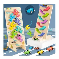 JUGUETON - Juego Deslizamiento Autos y Bolitas Peces 2 en 1