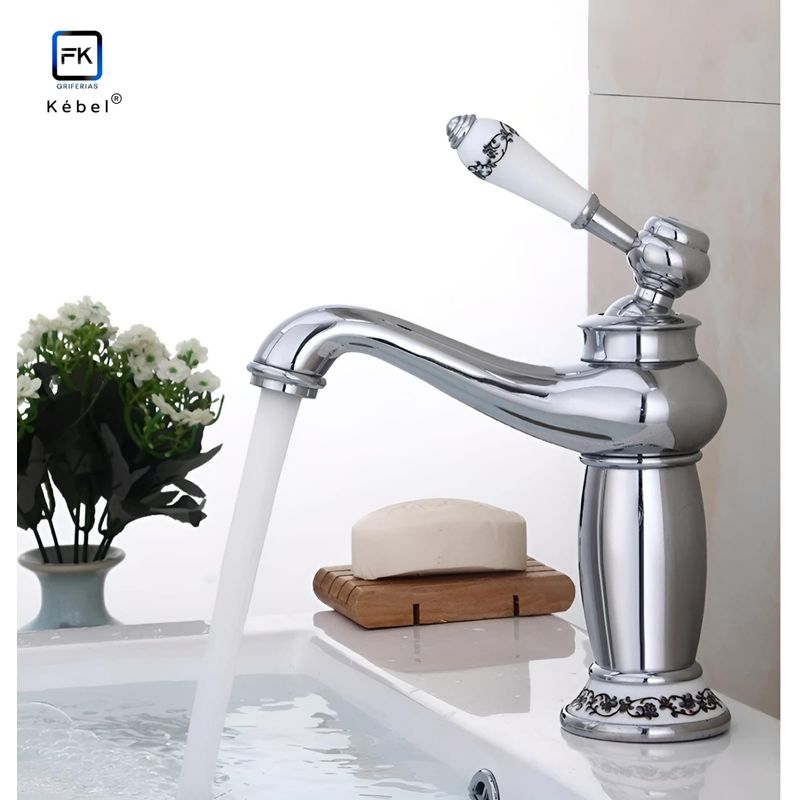 GENERICO - Llave Monomando Lavamanos Vintage Ceramic Chrome Kébel FK