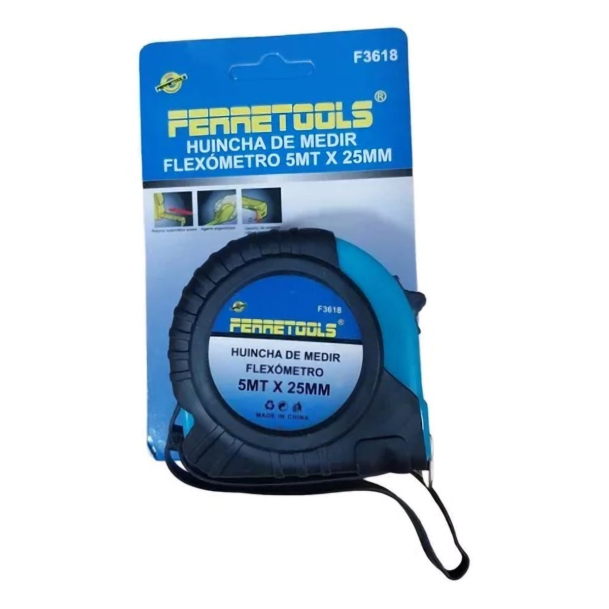 GENERICO - HUINCHA DE MEDIR 5 Mts X 25mm CON GOMA