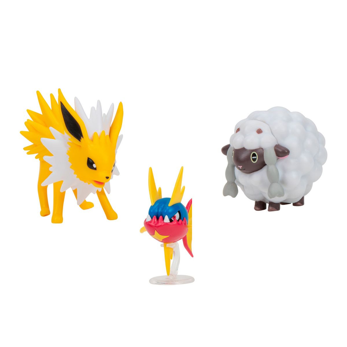 JAZWARES - Figuras Pokemon Wooloo + Carvanha + Jolteon