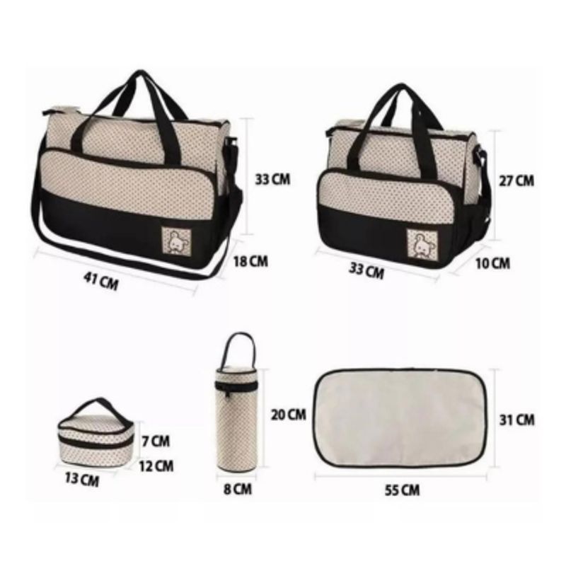 GENERICO - Bolso Maternal Set 5 Bolsas Pañaleras Mudador Bebe Viaje Multiuso