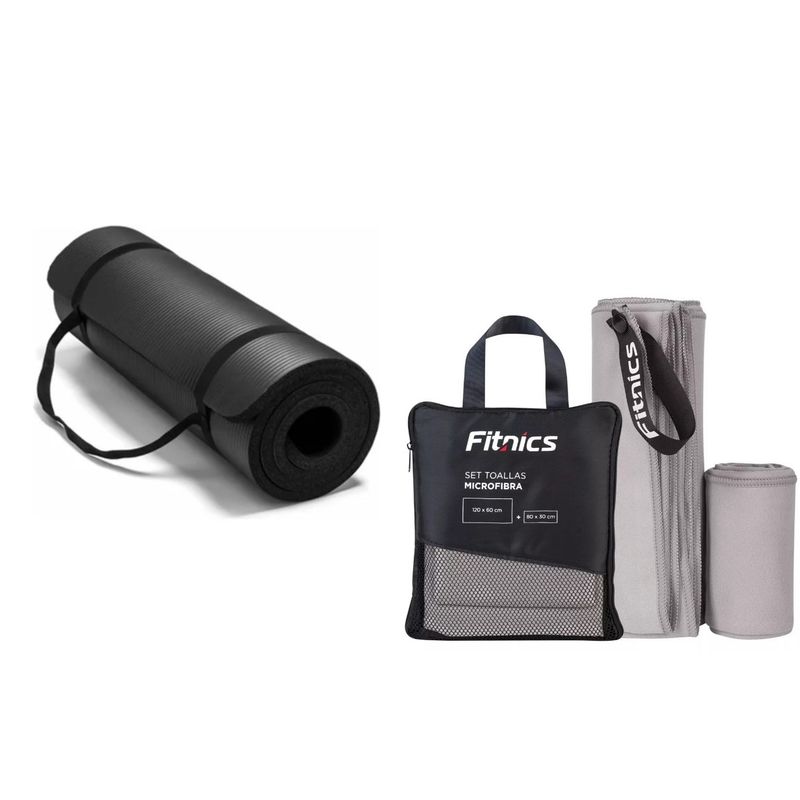 GENERICO - Toalla De Microfibra Set X2 Grey+ Mat 10 Mm Yoga