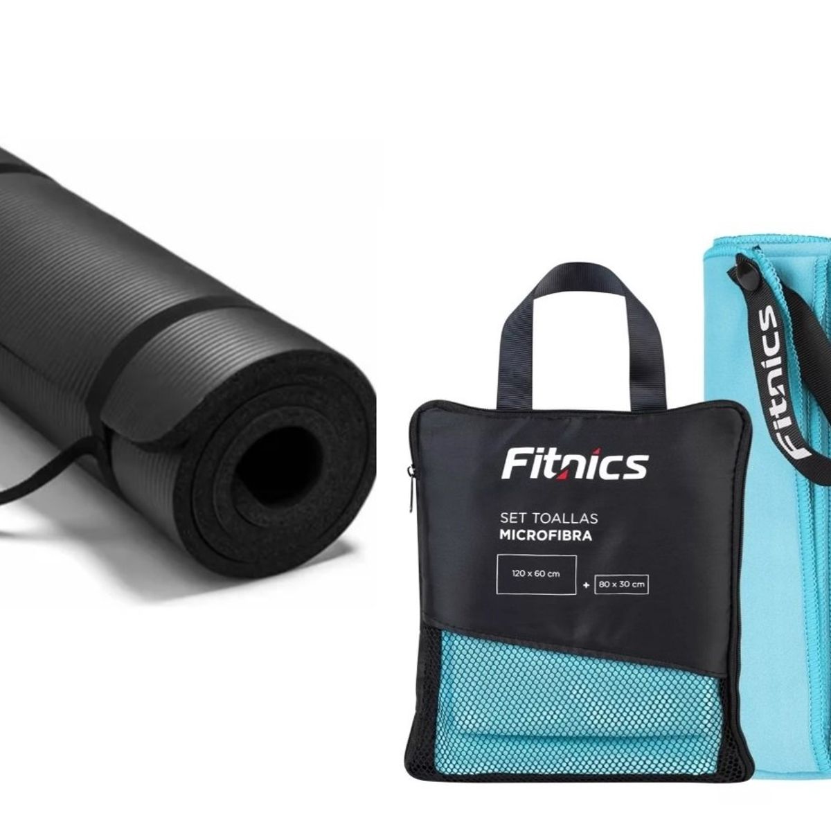 GENERICO - Toalla De Microfibra Set X2  Blue + Mat 10 Mm Yoga