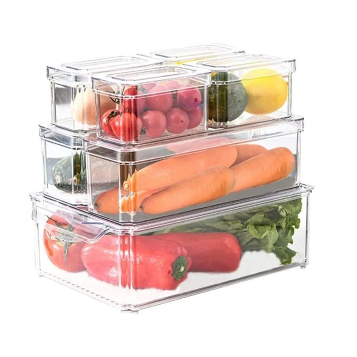 GENERICO - Organizador Refrigerador Cocina Set 7 Contenedores Blanco