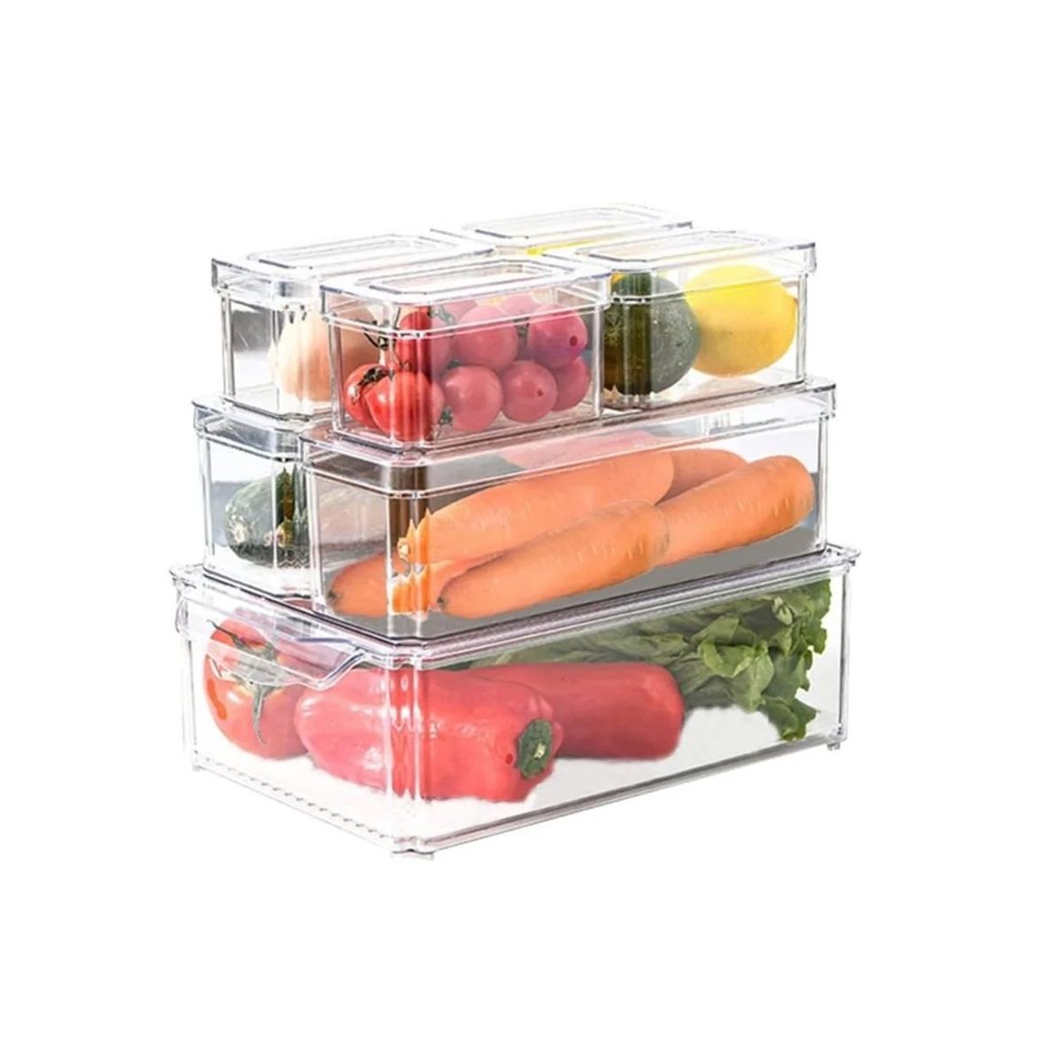 GENERICO - Organizador Refrigerador Cocina Set 7 Contenedores Blanco