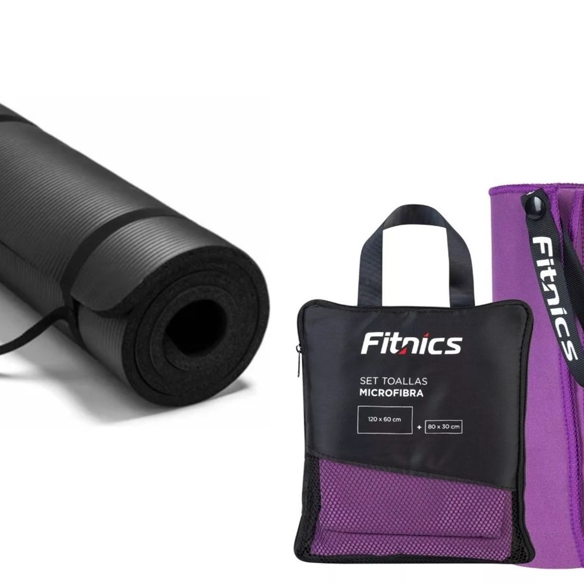 GENERICO - Toalla De Microfibra Set X2 Violeta + Mat 10 Mm Yoga