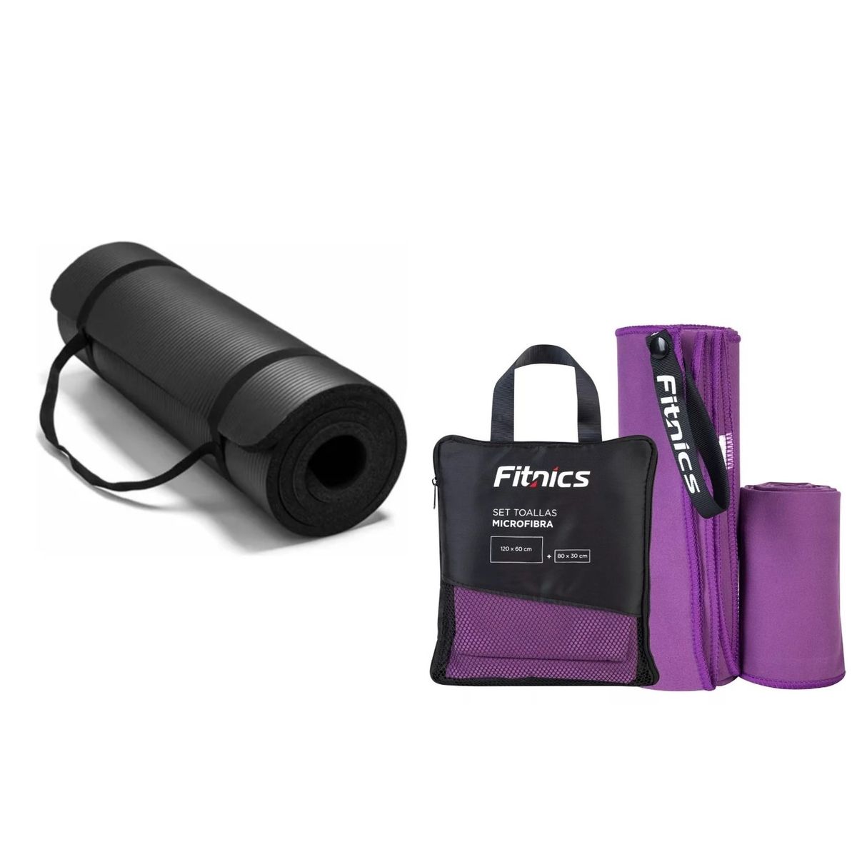 GENERICO - Toalla De Microfibra Set X2 Violeta + Mat 10 Mm Yoga