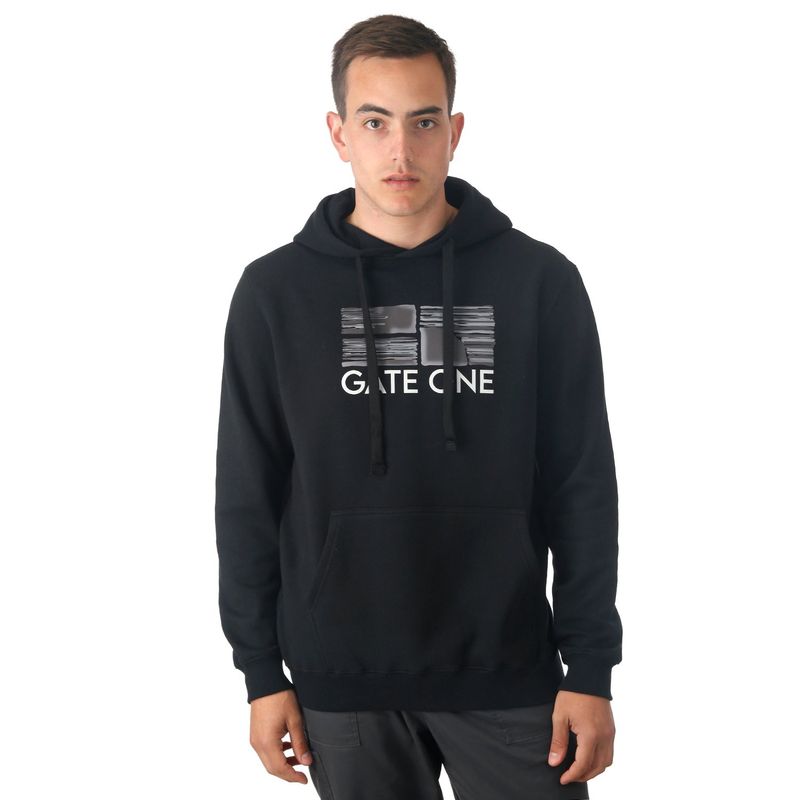 GATE ONE - Poleron Negro Estampado Central Grande