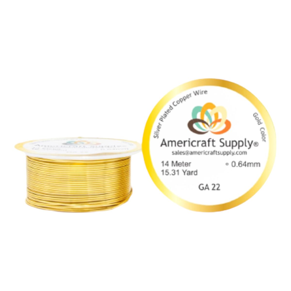 A - Alambre Para Bisutería Americraft Supply Calibre 22 - Dorado