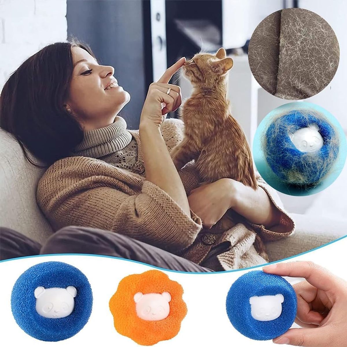 GENERICO - Removedor De Pelo Pulsa Mascotas Lavadora Reutilizable 8pcs