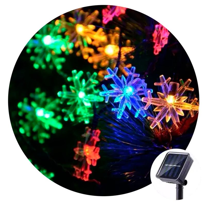 GENERICO - Guirnalda Solar luces led navidad copito de nieve Exterior E Interior