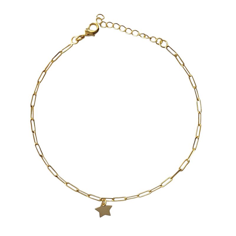 ANDREA COGGIOLA JOYAS - Tobillera Estrella Eslabón Alargado Enchapado Oro 18K