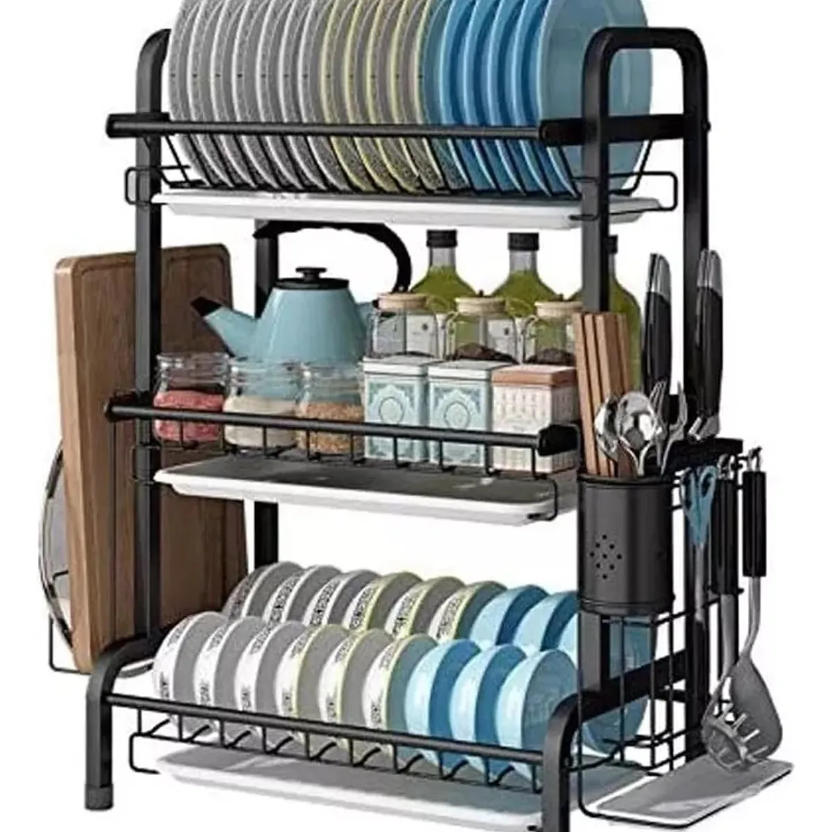 GENERICO - Rack De Platos Organizador Escurridor 3 Nivel Fierro Wym