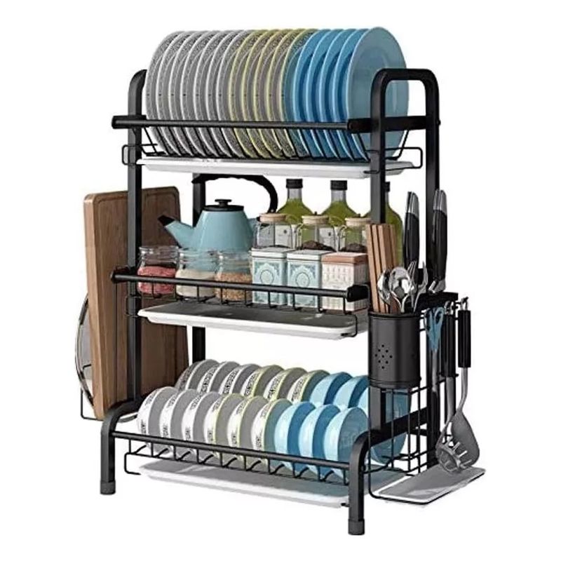 GENERICO - Rack De Platos Organizador Escurridor 3 Nivel Fierro Wym
