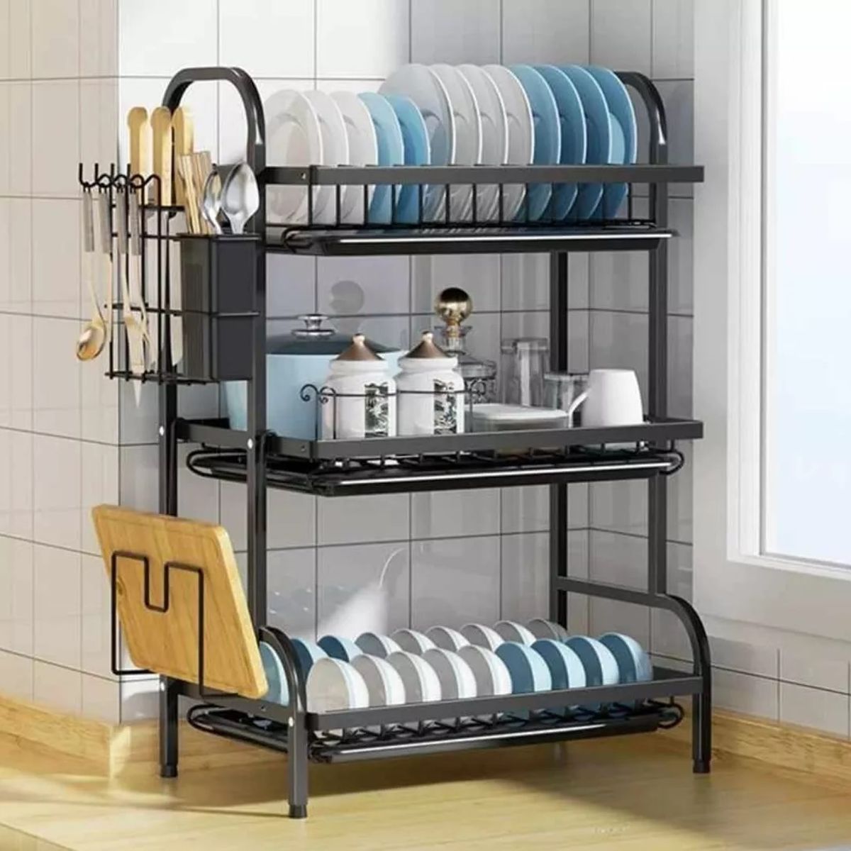 GENERICO - Rack De Platos Organizador Escurridor 3 Nivel Fierro Wym