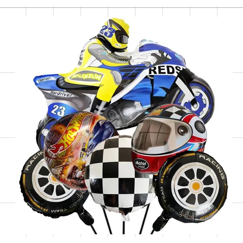 GENERICO - Set de Globos Motocross carreras aluminio Decorativo
