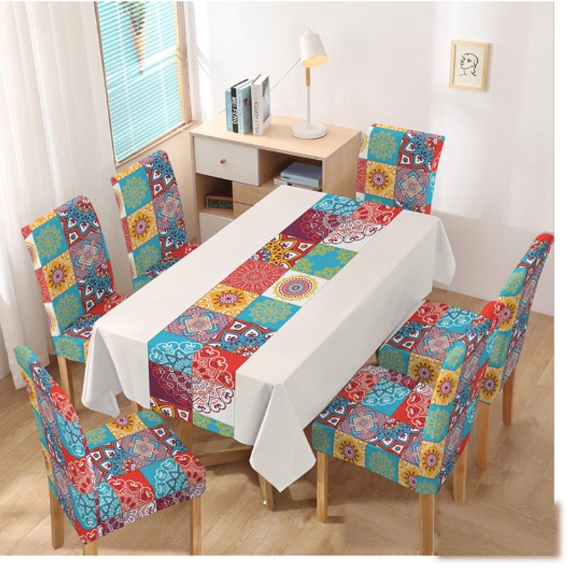 GENERICO - mantel grueso anti mancha con fundas para silla diseño z41 TF