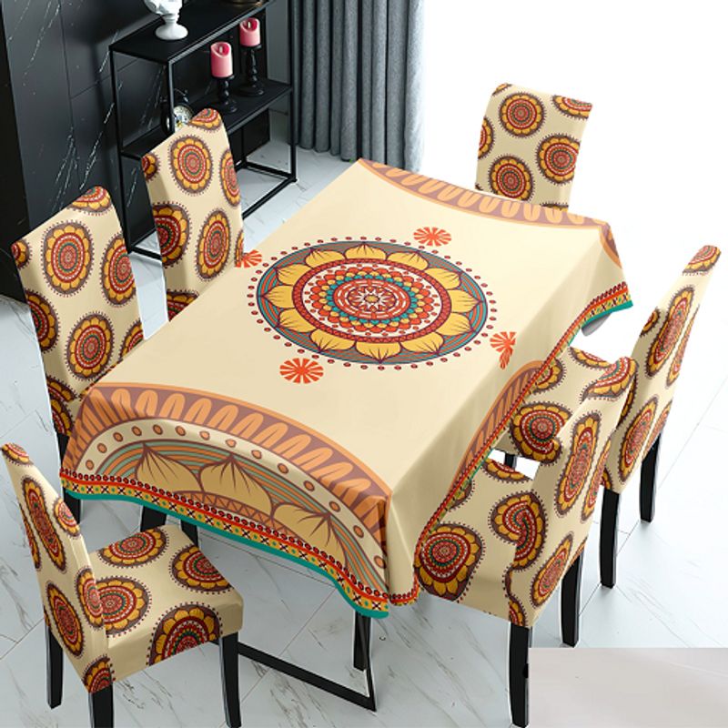 GENERICO - mantel grueso anti mancha con fundas para silla diseño z13 TF