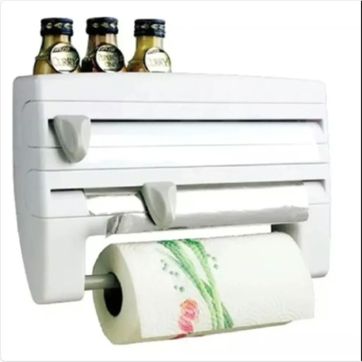 GENERICO - Dispensador Cocina Soporte 4 En1 Rollo Papel Nova Film Alusa