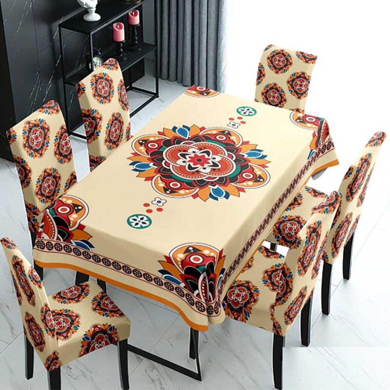 GENERICO - mantel grueso anti mancha con fundas para silla diseño Z12 TF