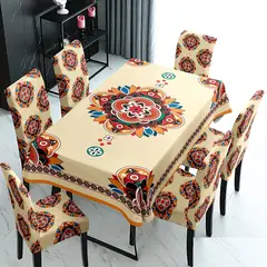 GENERICO - Mantel grueso anti mancha con fundas para silla diseño Z12 TF