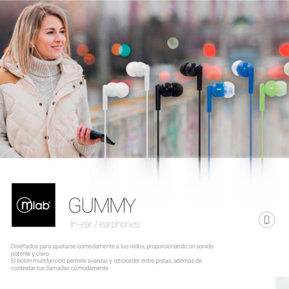 MLAB - Audífonos Gummy In-ear Manos Libres Verde Mlab MLAB