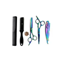 GENERICO - Set Tijera Peluquería Navaja Entresacadora 6 VERDE CLARO