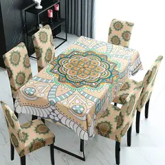 GENERICO - Mantel grueso anti mancha con fundas para silla diseño Z32 TF