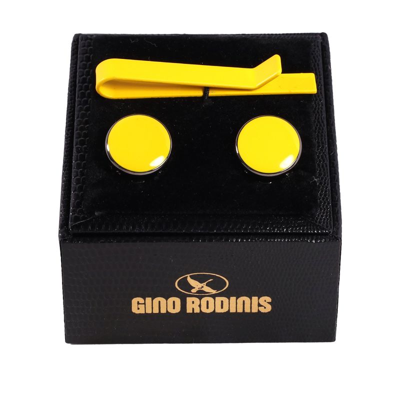 GINO RODINIS - Set Pasador De Corbata Y Cubre Botón Gino Rodinis TB019 Amarillo
