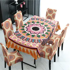 GENERICO - Mantel grueso anti mancha con fundas para silla diseño Z30 TF