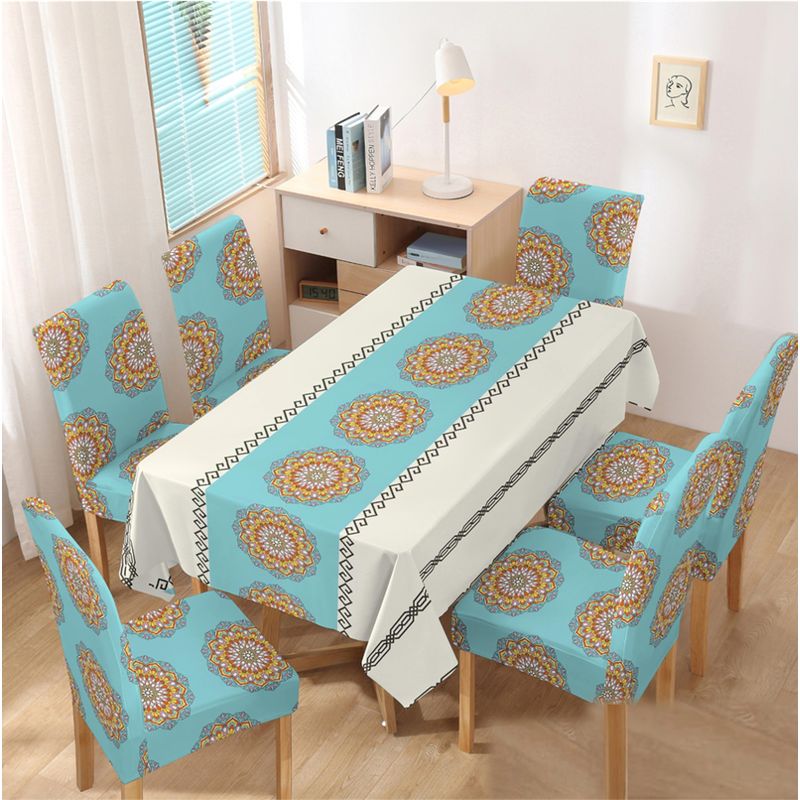 GENERICO - mantel grueso anti mancha con fundas para silla diseño Z09 TF