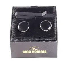 GINO RODINIS - Set Pasador De Corbata Y Cubre Botón TB019 Negro