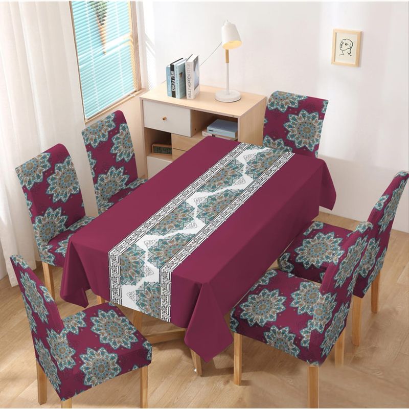 GENERICO - mantel grueso anti mancha con fundas para silla diseño Z37TF