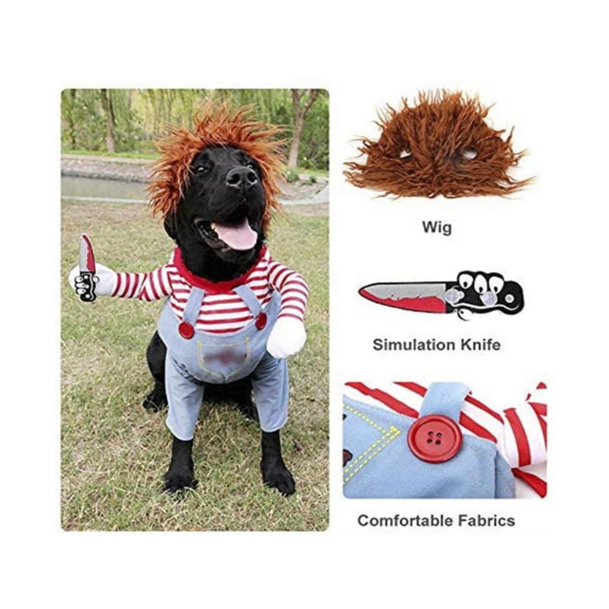 GENERICO - Disfraz Muñeco Terror Mascotas Perrosgatos Halloween XL