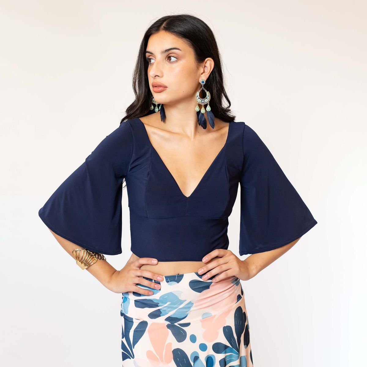 NATALIA SEGUEL - Crop Top Magdalena Azul Francia Natalia Seguel