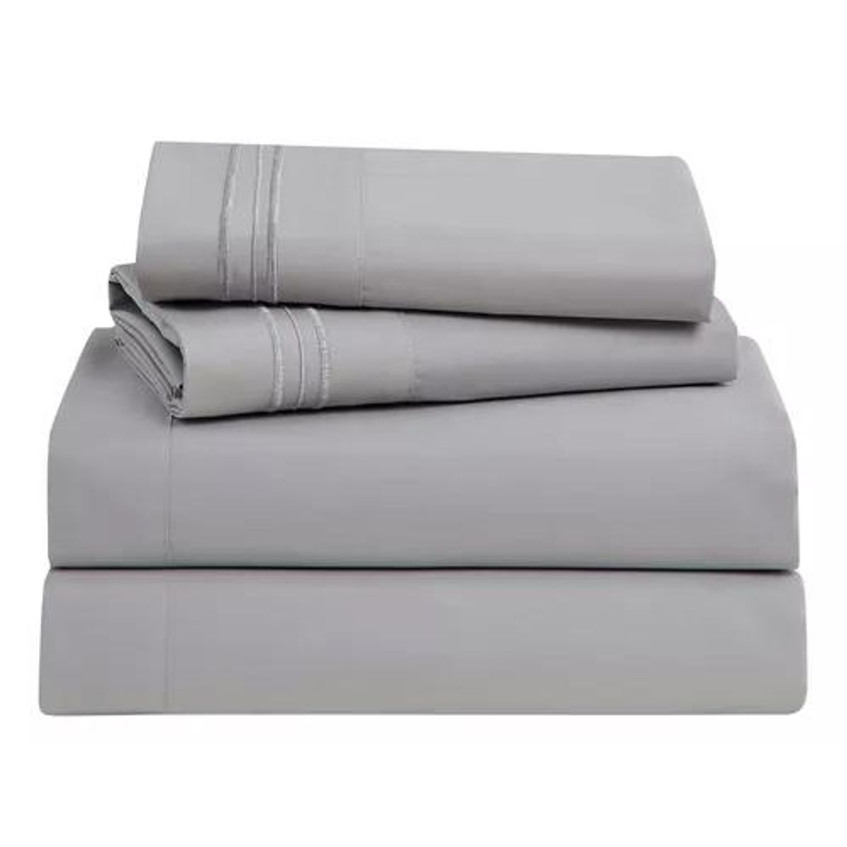 GENERICO - Sabana 1800 Ultra Suave + Funda Bordada King Grey