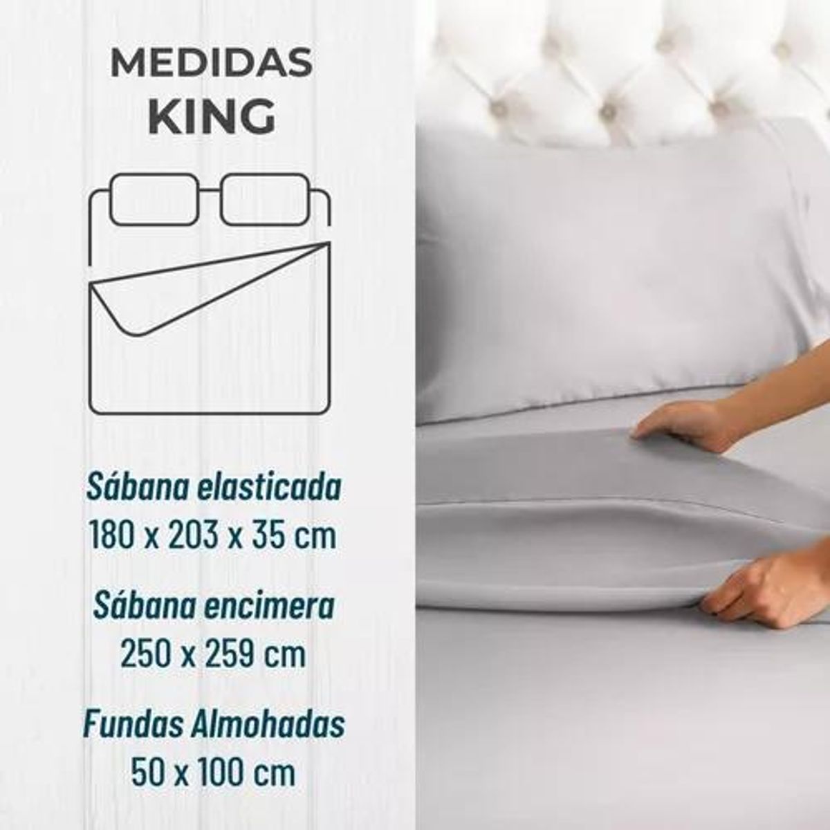 GENERICO - Sabana 1800 Ultra Suave + Funda Bordada King Grey