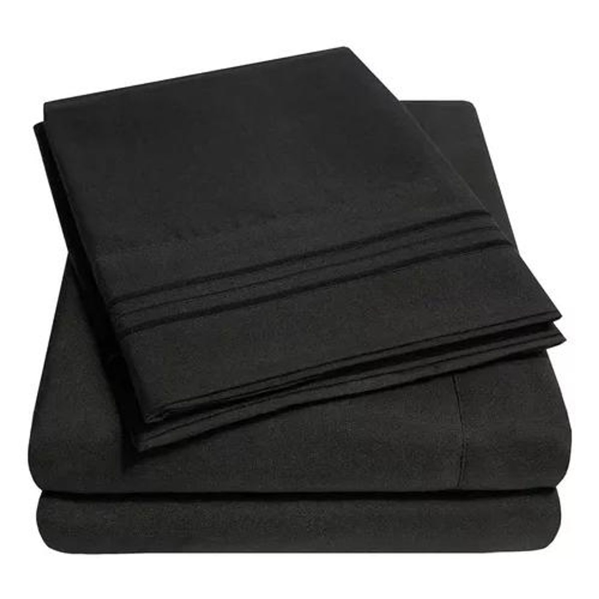 GENERICO - Sabana 1800 Ultra Suave + Funda Bordada 2 Plaza Negro