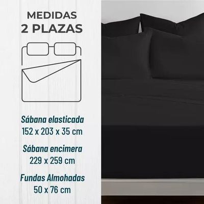 Imagen 2 del producto Sabana 1800 Ultra Suave + Funda Bordada 2 Plaza Negro