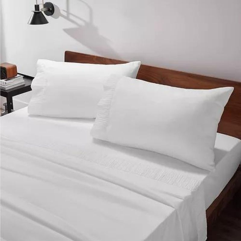 GENERICO - Sabanas 300 Hilos 2 p +funda Almohad Color Blanco