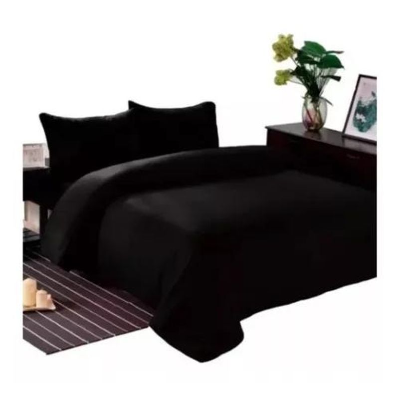 GENERICO - Juego Sabanas King 144 Hilos Color Negro