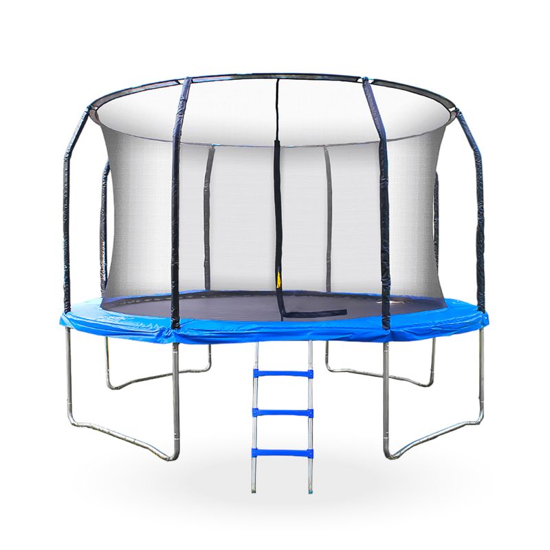 PWRFITNESS - Cama Elastica con malla y Escalera 4.88mt 16Ft Azul