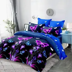 GENERICO - Cubrecama King 270x250 Cm delgado quilt verano AZUL MARIPOSA TF