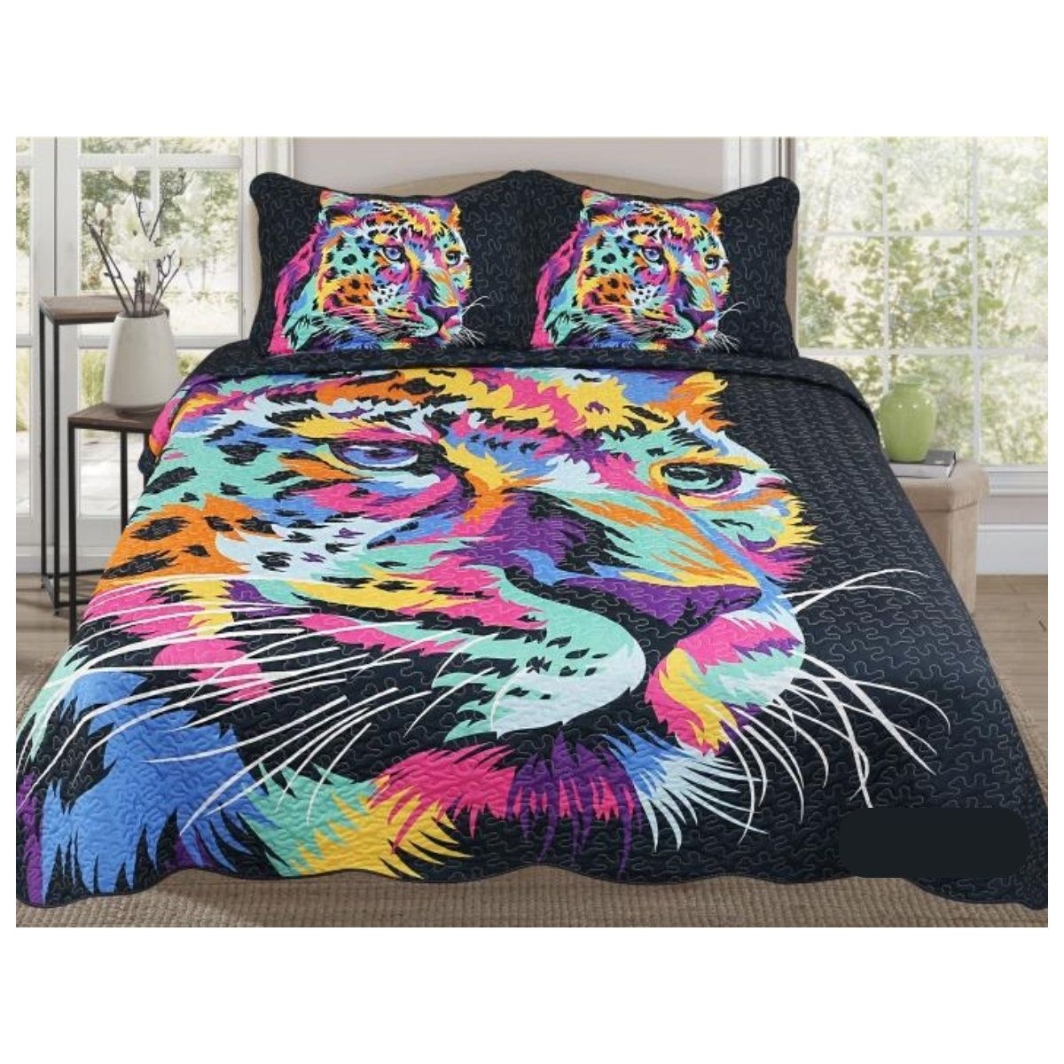 GENERICO - Cubrecama King 270x250 Cm delgado quilt verano tigre multicolor TF
